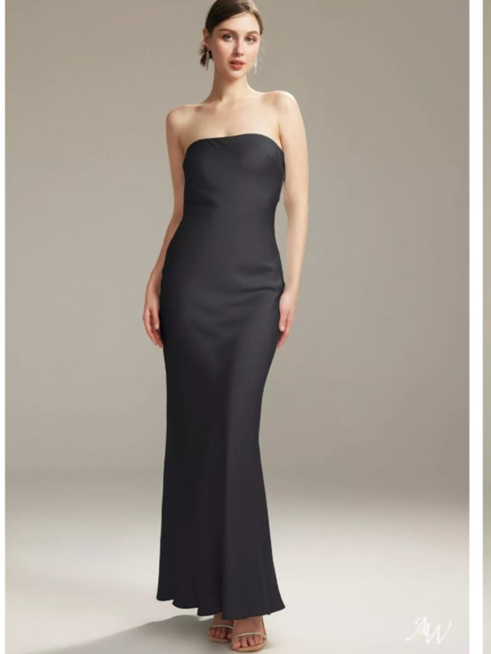 AW Bridal - Fogbow Dress Satin Charmeuse Black Metallic